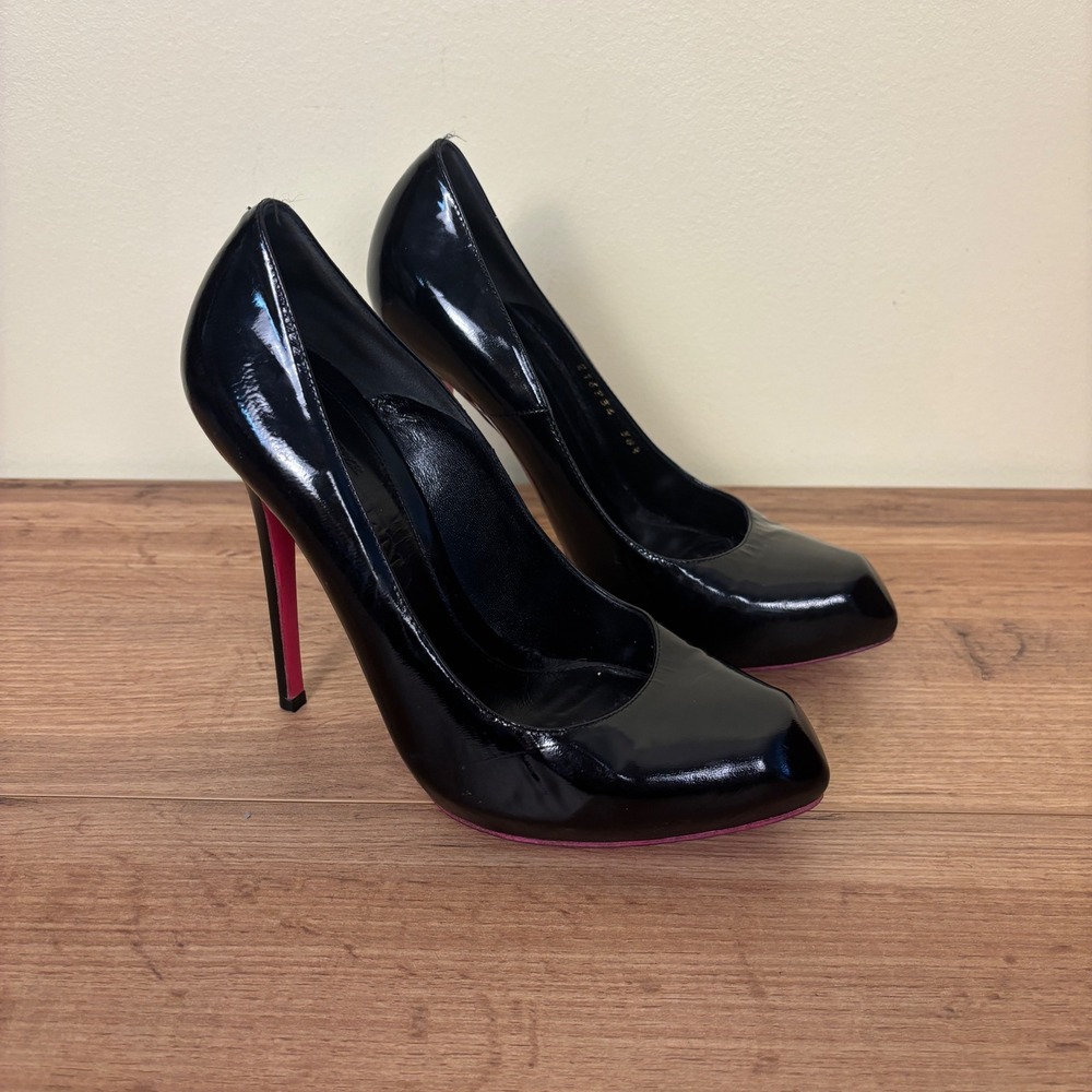 ALEXANDER MCQUEEN Patent Leather Pumps Black Women Size 38.5 Formal Stiletto